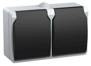 Розетка 2-местная с заземлением IEK Fors ERS22-K03-16-54-DC серый