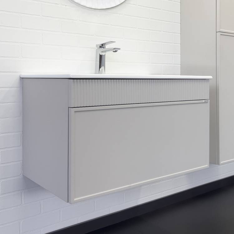 Тумба с раковиной Comforty Мадрид-80 00-00018685 подвесная, серый шелк