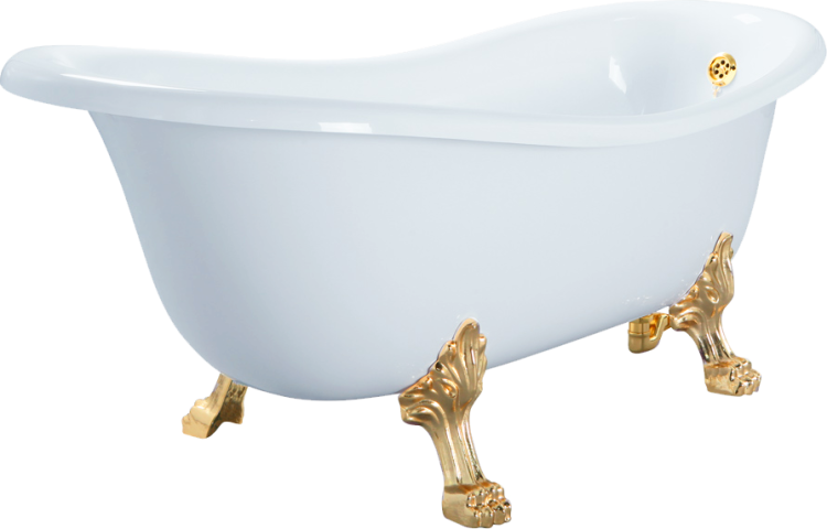 Ванна из искусственного камня Veragio Gialetta 185x80 с металлическими ножками, золото