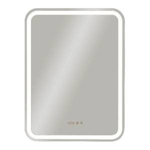 Зеркало-шкаф Art&Max Platino L AM-Pla-600-800-1D-L-DS-FC-H-T-Grey с подсветкой, часами и подогревом, Антрацит, 80x60
