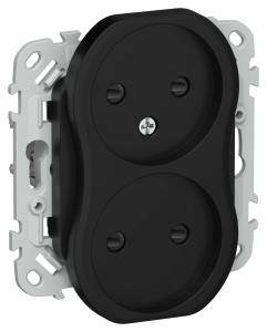 Розетка 2-местная с защитными шторками IEK Flite FI-R23-10-1-K02 черный