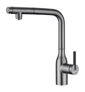 Смеситель для кухни Paulmark Viper Vi213105-GM с выдвижным изливом, вороненая сталь