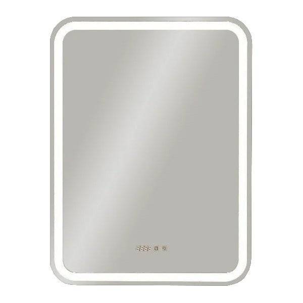 Зеркало-шкаф Art&Max Platino L AM-Pla-600-800-1D-L-DS-FC-H-T-Grey с подсветкой, часами и подогревом, Антрацит, 80x60