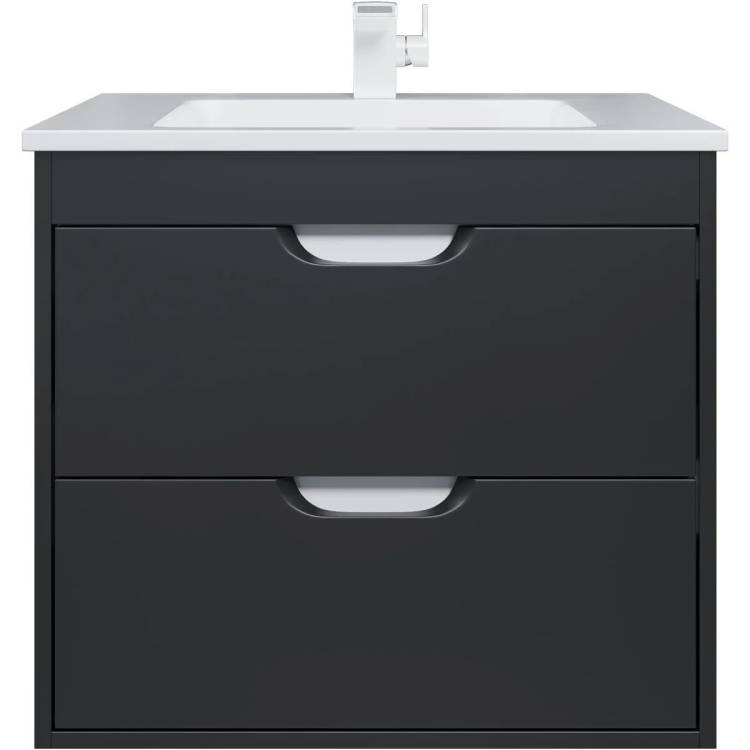 Тумба с раковиной Uperwood Modul 393020549 подвесная, матовая, черная, 65 см
