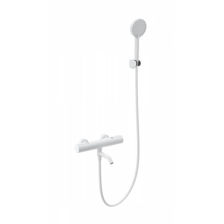 Смеситель для ванны Wonzon & Woghand WW-A2006-A1-MW термостатический, с душевым гарнитуром, белый матовый