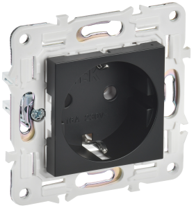 Розетка 1-местная с заземлением IEK Skandy SK-R11-16-K02 черный