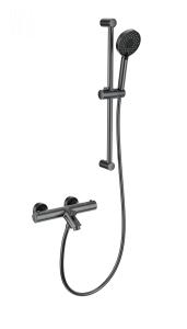 Смеситель для ванны Wonzon & Woghand WW-C2002-A-BGG с душем и термостатом, темный графит