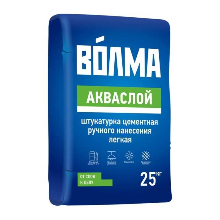 Штукатурка цементная ВОЛМА Акваслой для ручного нанесения 25 кг