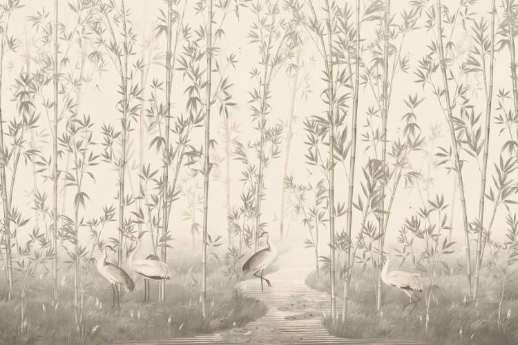 Бесшовные Eco обои Ortograf Chinoiserie 33927 Bamboo forest sepia Гладь ОЕ-Р2