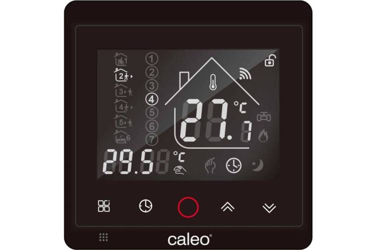 Терморегулятор Caleo С936 0К-00000740 Wi-Fi black lux встраиваемый, цифровой, программируемый, 3.5 кВт