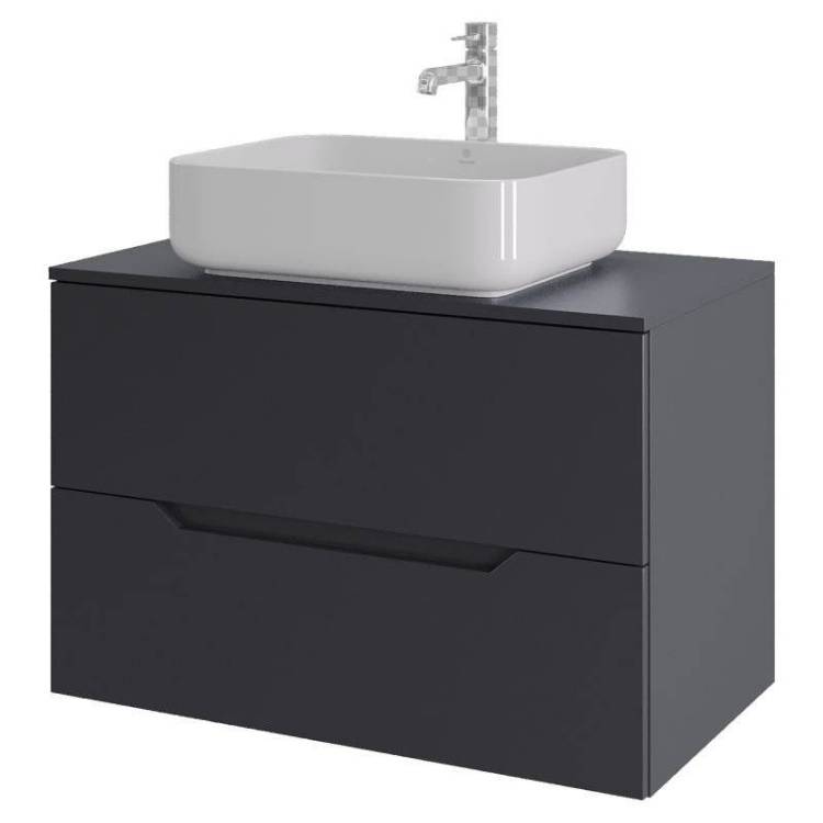 Тумба с раковиной Orange Line Li-80TugMDF+B05-500W графит матовый, 80.5 см