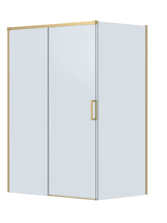 Душевой уголок Cezares PLANE-AH-1-140/80-C-BORO профиль брашированное золото, стекло прозрачное, 140x80x195