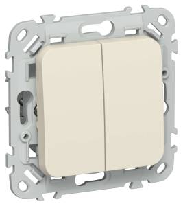 Выключатель 2-клавишный проходной IEK Flite FI-V28-0-10-1-K86 сливочный