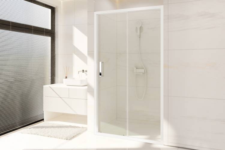 Душевая дверь в нишу Royal Bath Accord RB110HS-T профиль белый, стекло прозрачное, 110x200