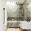 Шторка на ванну MaybahGlass MGV-253-6у стекло сатин, профиль черный, 1400x300 фото 2