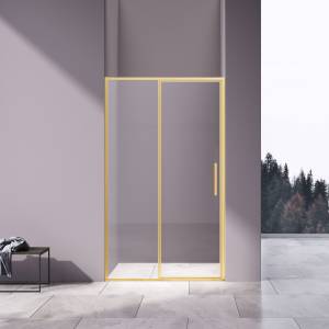 Душевая дверь в нишу Vincea Slim VDP-4SL120CLG профиль брашированное золото, стекло прозрачное, 120x195