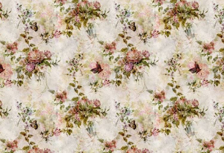 3D Фотообои Artegrafico «Винтажные букеты с бабочками» BT-029 канвас