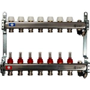 Коллектор Stout из нержавеющей стали с расходомерами, с клапаном вып. воздуха и сливом 1/3/4x7, SMS-0927-000007