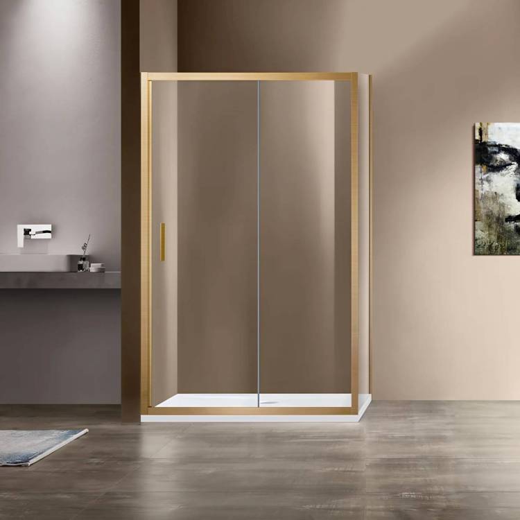 Душевой уголок Vincea Garda VSR-1G8014CLG профиль брашированное золото, стекло прозрачное, 140x80x190