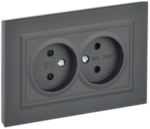 Розетка 2-местная с защитными шторками IEK Brite BR-R23-10-K53-F графит