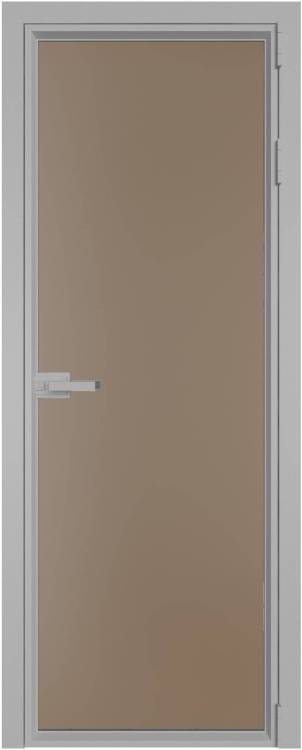 Межкомнатная дверь Profil Doors 1 AV цвет профиля Серебро, стекло безопасное 6 мм монохром капучино 600x2000