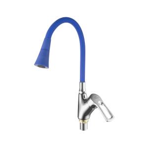 Смеситель для кухни Fashun A4466+A7351 с гибким изливом, хром, синий