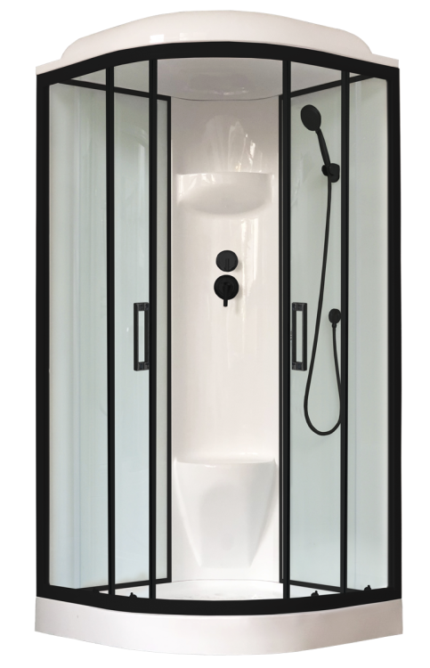 Душевая кабина Royal Bath RB 90HK6-WT-BL профиль черный, стекло прозрачное, 90x90x217