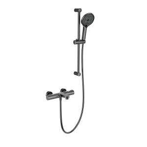 Смеситель для ванны Wonzon & Woghand WW-C2018-A-BGG термостатический, с душевым гарнитуром, темный графит