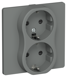 Розетка 2-местная с заземлением и шторками IEK Flite FI-R24C-16-1-K80 мокрый асфальт