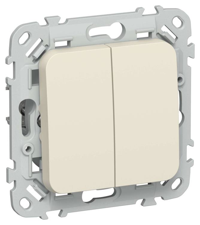 Выключатель 2-клавишный проходной IEK Flite FI-V22-0-10-1-K86 сливочный