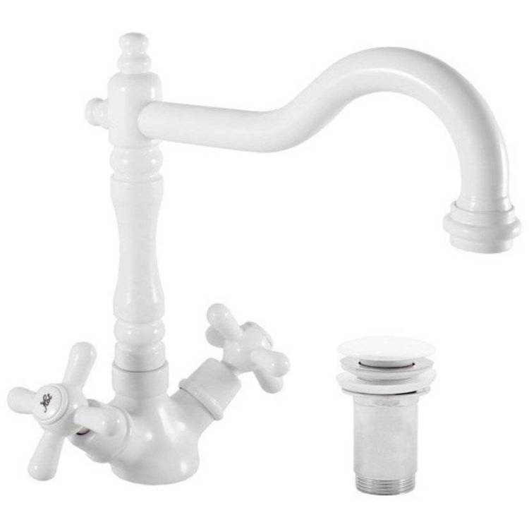 Смеситель для раковины Rav Slezak Morava Retro MK121.5/8B белый