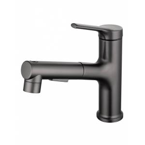 Смеситель для раковины Wonzon & Woghand WW-A40862-BGG с выдвижным изливом, темный графит