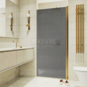 Душевая дверь в нишу MaybahGlass MGD-1672-3 профиль золото, стекло черное, 198x70