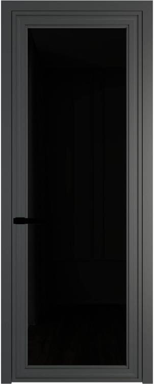Межкомнатная дверь Profil Doors 1 AGP цвет профиля Серая ночь, стекло безопасное 6 мм черный триплекс 800x2000