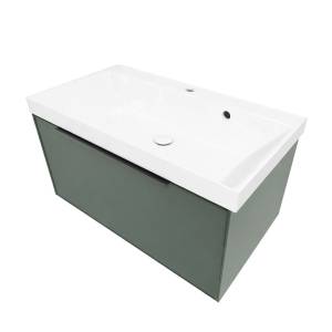 Тумба с раковиной La Fenice Simpla Grigio NFNC-01-SIM-G-80-3-80 серо-зеленая матовая, 80 см