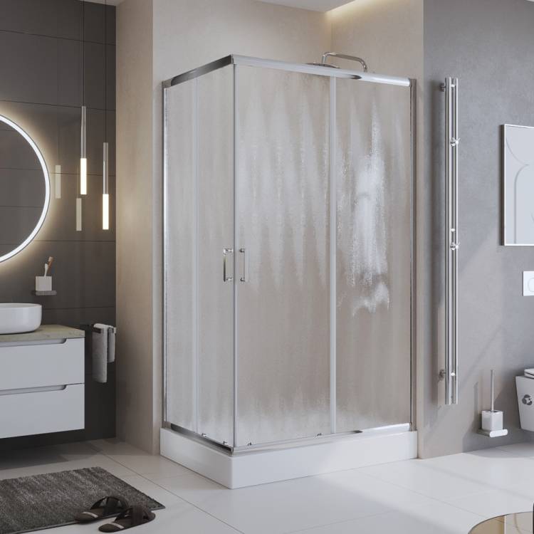 Душевой уголок BelBagno Uno UNO-195-AH-2-100/80-CH-CR профиль хром глянцевый, стекло матовое, 100x80x195