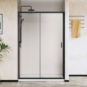 Душевая дверь в нишу Vincea City VDS-5CT140CLB 1400x1950, профиль черный, стекло прозрачное