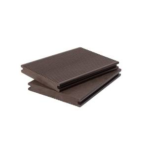 Террасная доска Polivan Group Denpasar Velvet + Brushing Mix Массив Двухсторонняя Темно-коричневый ДПК 2900x140x20