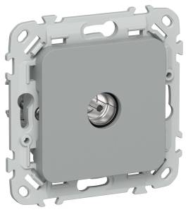 ТВ-розетка проходная тип M IEK Flite FI-A13-P-K03 серый