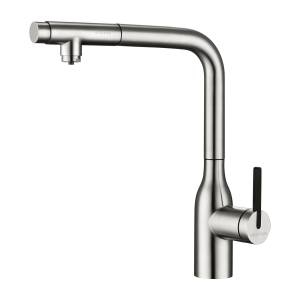 Смеситель для кухни Paulmark Viper Vi213105-BS с выдвижным изливом, брашированная сталь