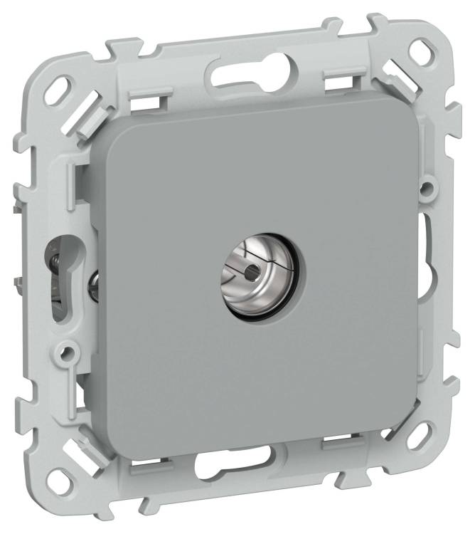 ТВ-розетка проходная тип M IEK Flite FI-A13-P-K03 серый