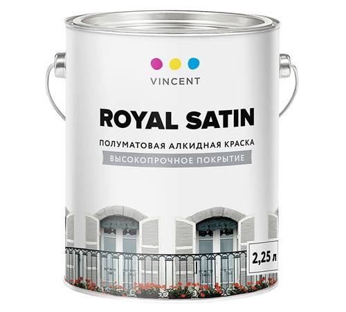 Краска алкидная для внутренних и наружных работ Vincent Royal Satin полуматовая база C 2.32 л