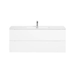 Тумба с раковиной BelBagno ETNA-1200-2C-SO-BL-P 120x45.5x50 Bianco Lucido подвесная с двумя выкатными ящиками, с доводчиками