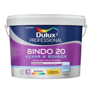 Краска для стен и потолков Dulux Bindo 20 Кухня и Ванная полуматовая база BC 9 л