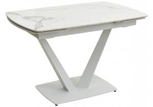Стол Woodville Alarti 493185 gloss statuario white sintered stone/white 120(180)x80x76