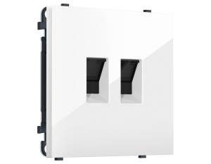 Комплект механизма компьютерной двойной розетки Ambrella Volt Sigma MS112110 белый глянец