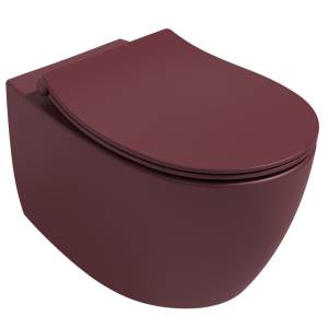 Унитаз подвесной Isvea Sentimenti Neo 10AR02010-2R + 40D10543I-S безободковый, с крышкой-сиденьем микролифт, бордовый матовый