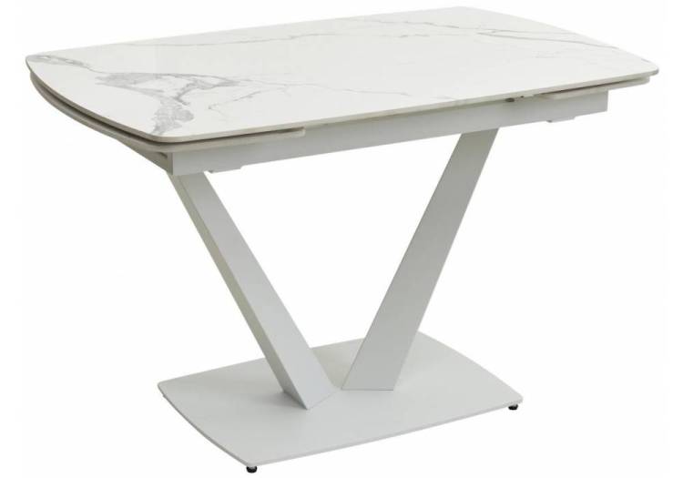 Стол Woodville Alarti 493185 gloss statuario white sintered stone/white 120(180)x80x76