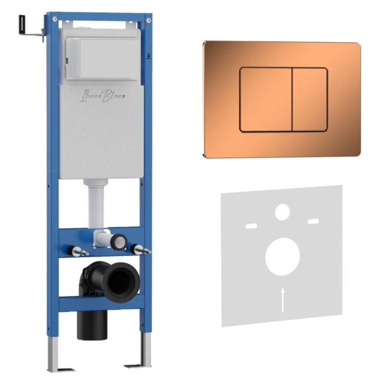 Система инсталляции для унитазов Iberica Blanca Inox-C IB.001M.1141 кнопка смыва розовое золото глянцевое