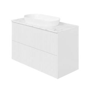 Тумба с раковиной La Fenice Terra Twin Bianco NFNC-01-TER-B-100-2-3-M-GG белая матовая, 100 см